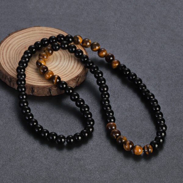 Obsidian Tiger Eye Healing Chakra Necklace 24''