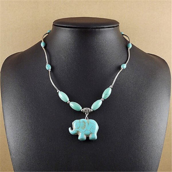 Turquoise Elephant Pendant Necklace - Image 4