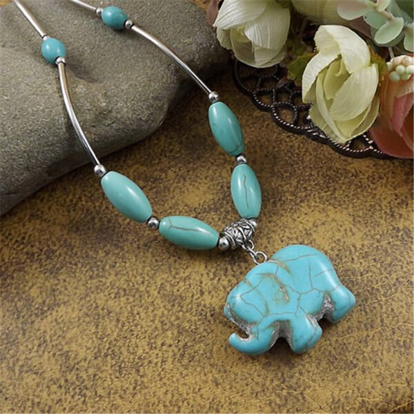 Turquoise Elephant Pendant Necklace - Image 5