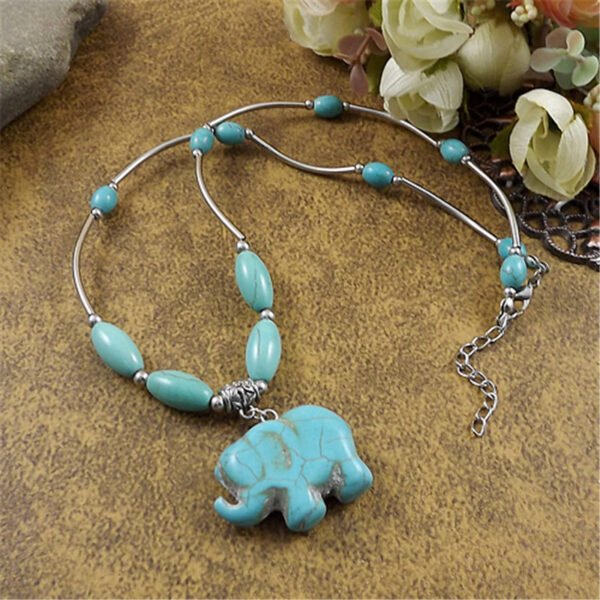 Turquoise Elephant Pendant Necklace - Image 6