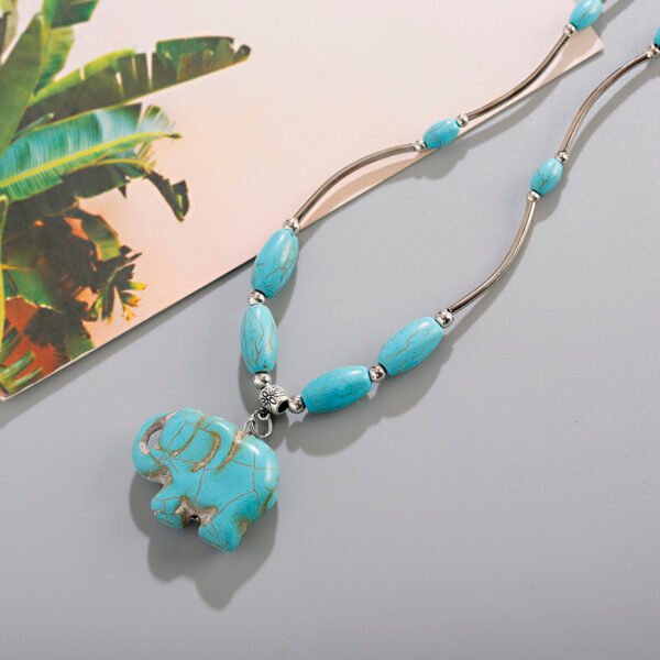 Turquoise Elephant Pendant Necklace - Image 7