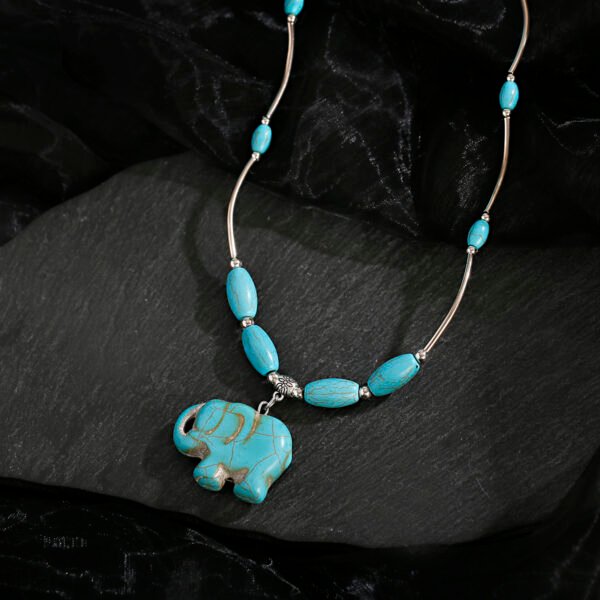 Turquoise Elephant Pendant Necklace - Image 9