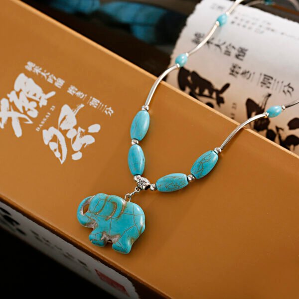 Turquoise Elephant Pendant Necklace - Image 10