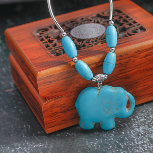 Turquoise Elephant Pendant Necklace - Image 3